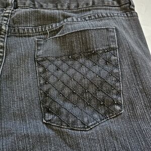 Chico's Platinum Black Bedazzled Embellished Pockets Straight Leg Jeans Size XL